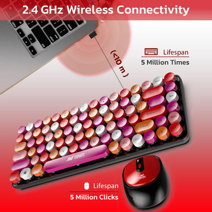 Ant Esports WKM33 Wireless Retro Keyboard and Mouse Combo – Cherry Red