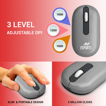 Ant Esports WKM22 Wireless Keyboard and Mouse – Grey