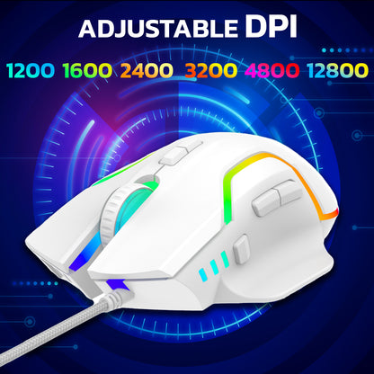 Ant Esports GM320 12800DPI RGB Wired Gaming Mouse White
