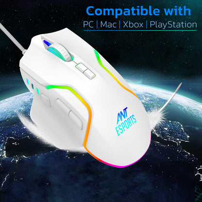 Ant Esports GM320 12800DPI RGB Wired Gaming Mouse White