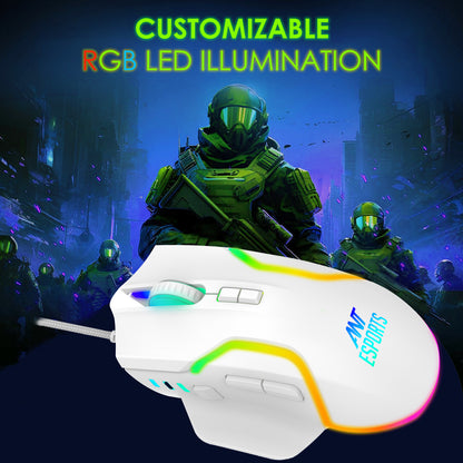 Ant Esports GM320 12800DPI RGB Wired Gaming Mouse White