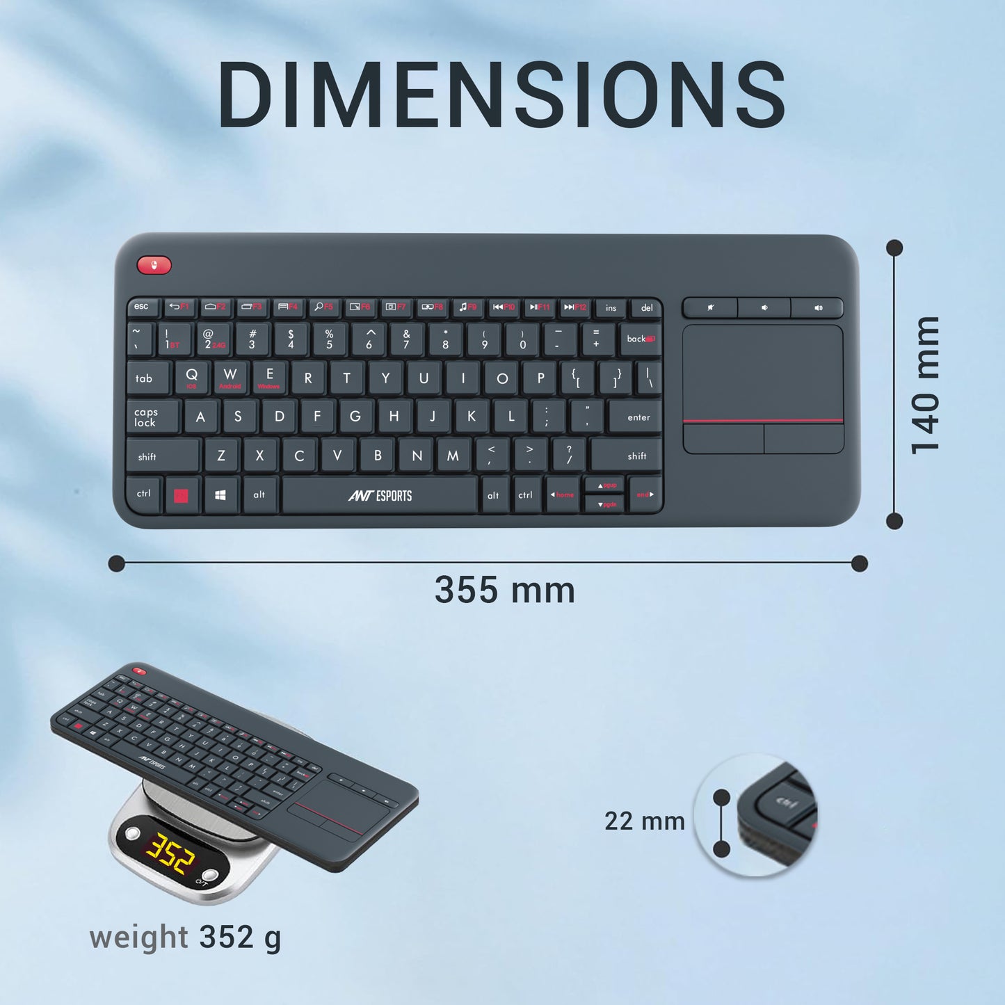 Ant Esports WK100 Mechnical Wireless Keyboard Grey