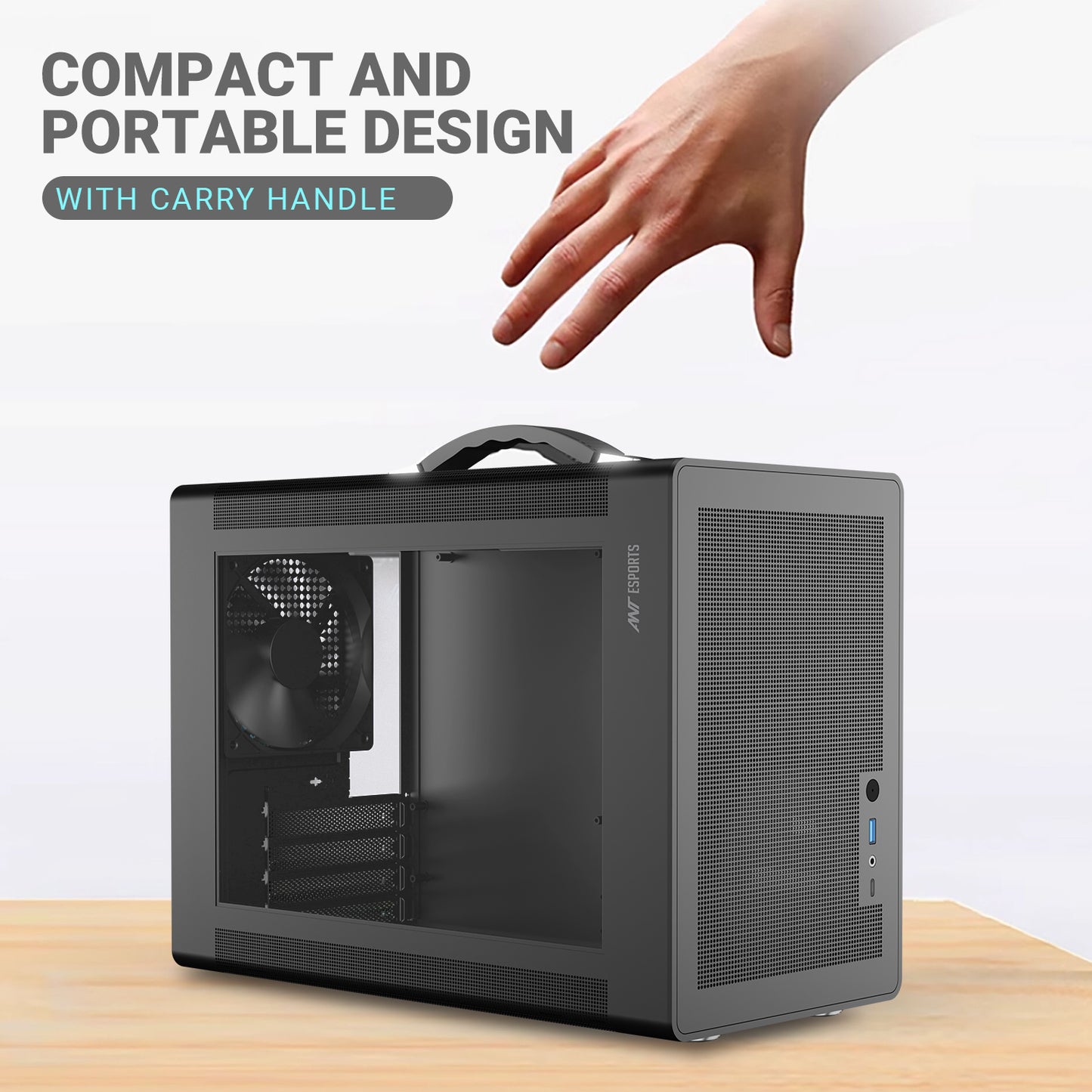 Ant Esports Box C Air Mini Tower Micro-ATX, Mini-ITX Grey Cabinet 120mm Fan