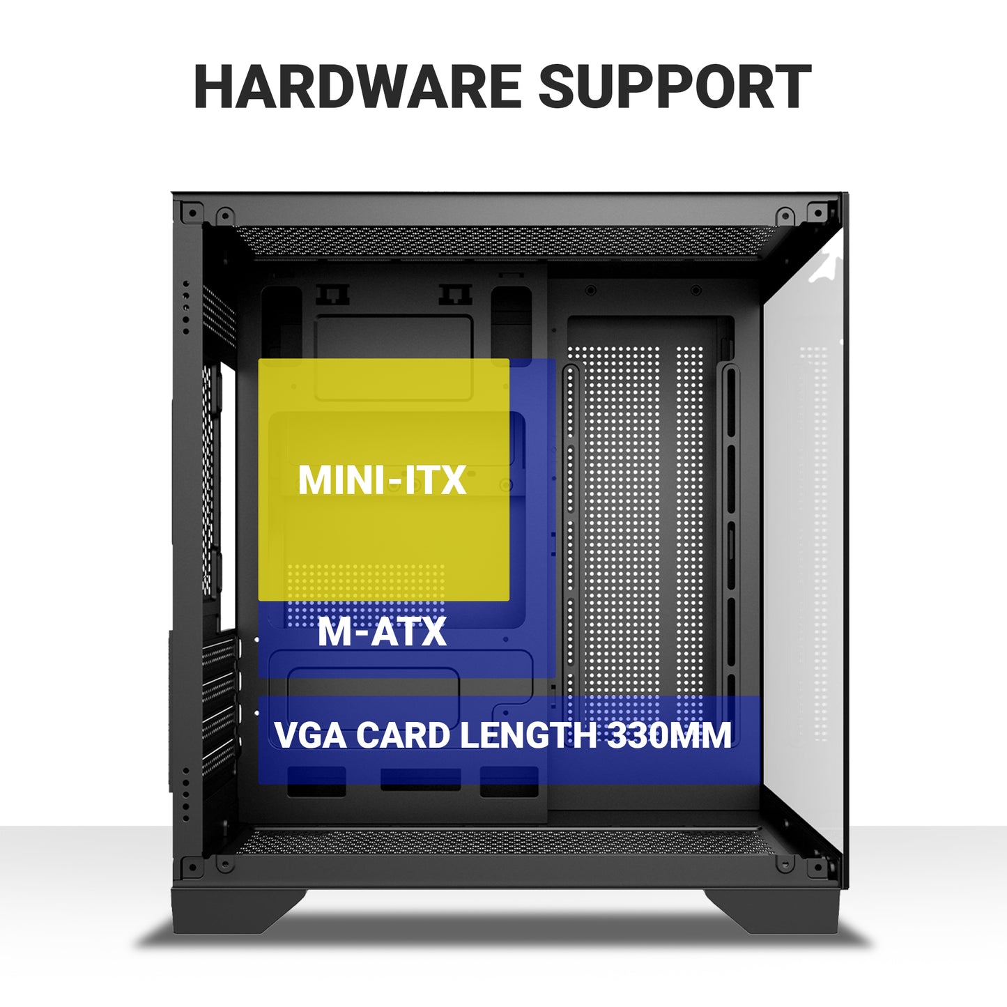 Ant Esports crystal Z2 Mid-Tower Micro-ATX, Mini-ITX Black Cabinet 3x120mm Fan