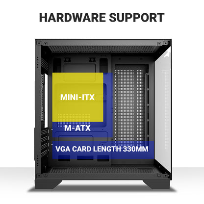 Ant Esports crystal Z2 Mid-Tower Micro-ATX, Mini-ITX Black Cabinet 3x120mm Fan