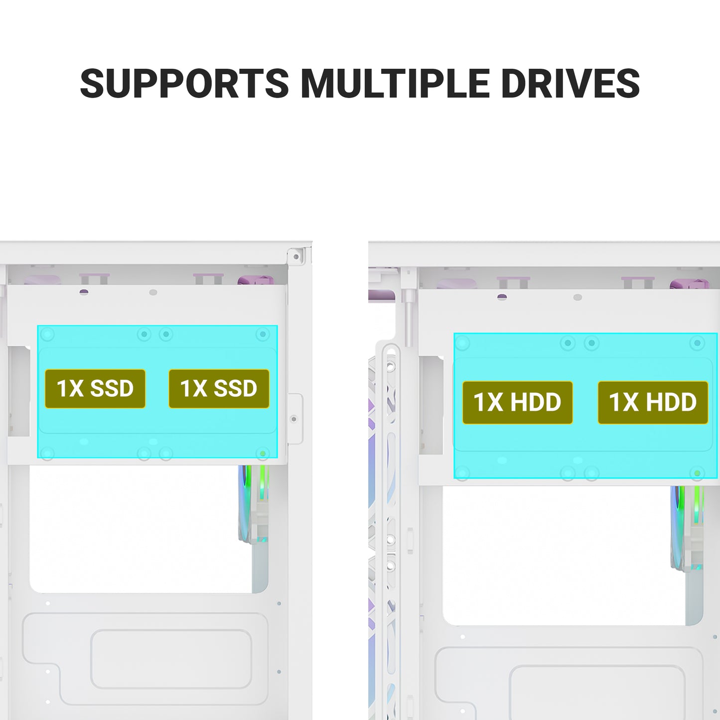Ant Esports crystal Z2 Mid-Tower Micro-ATX, Mini-ITX White Cabinet 3x120mm Fan