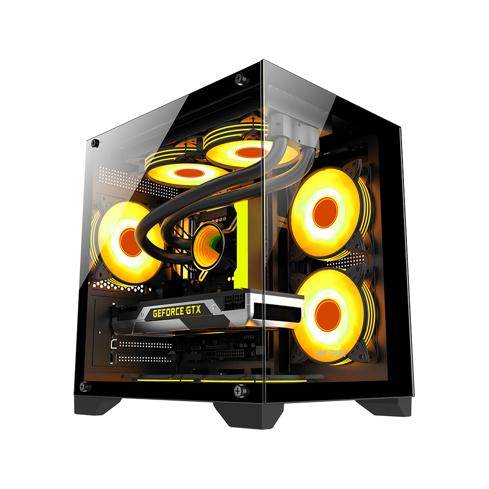 Ant Esports crystal Z2 Mid-Tower Micro-ATX, Mini-ITX Black Cabinet 3x120mm Fan