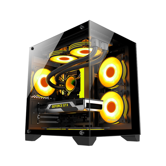 Ant Esports crystal Z2 Mid-Tower Micro-ATX, Mini-ITX Black Cabinet 3x120mm Fan