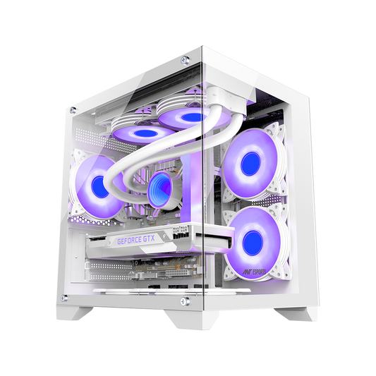 Ant Esports crystal Z2 Mid-Tower Micro-ATX, Mini-ITX White Cabinet 3x120mm Fan