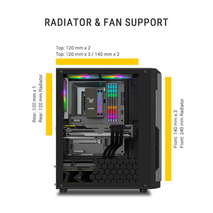 Ant Esports Eclipse Mid Tower (ATX/M-ATX/M-ITX) Black-Grey Cabinet 4x120mm Fans