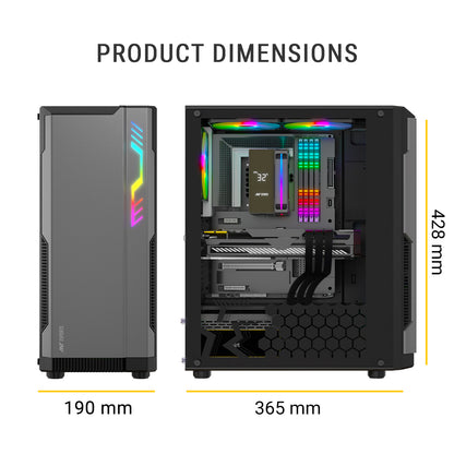 Ant Esports Eclipse Mid Tower (ATX/M-ATX/M-ITX) Black-Grey Cabinet 4x120mm Fans