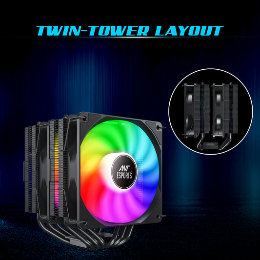 Ant Esports ICE-C621 Dual Tower 2x120mm ARGB AM5/LGA1851 Black CPU Air Cooler