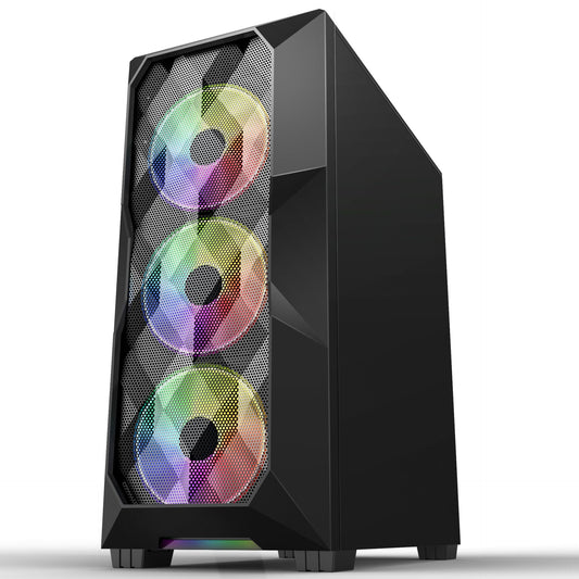 Ant Esports ICE-300 Mesh Mid Tower ATX,M-ATX,M-ITX Black Cabinet 4*120MM STATIC RGB Fans