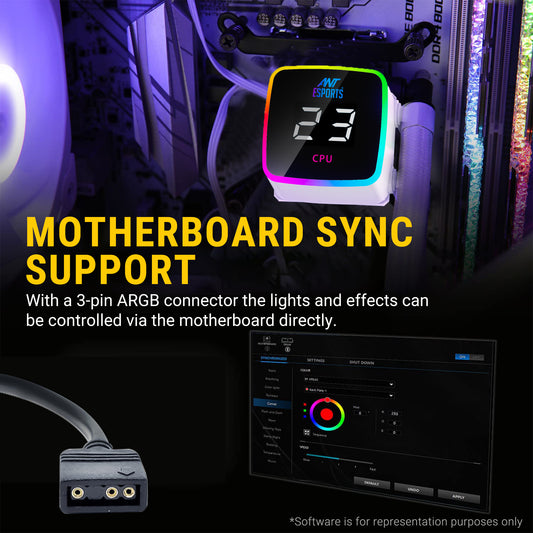 Ant Esports ICE-Glow 360mm ARGB AM5/LGA1851 White AIO Liquid Cooler