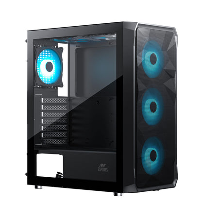 Ant Esports ICE-112 Mid Tower (ATX/M-ATX/ITX) Gaming Cabinet Black 4x120mm Fans