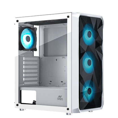 Ant Esports ICE-112 Mid Tower (ATX/M-ATX/ITX) Gaming Cabinet White 4x120mm Fans
