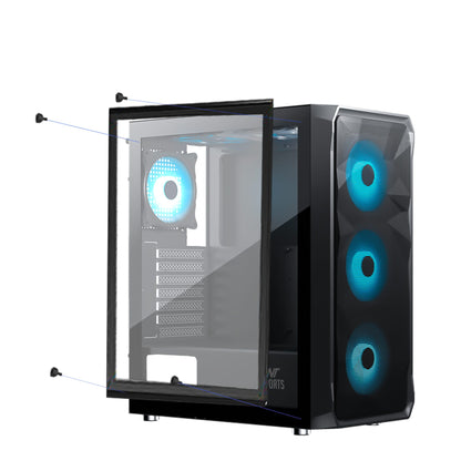Ant Esports ICE-112 Mid Tower (ATX/M-ATX/ITX) Gaming Cabinet Black 4x120mm Fans
