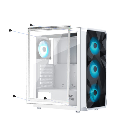 Ant Esports ICE-112 Mid Tower (ATX/M-ATX/ITX) Gaming Cabinet White 4x120mm Fans