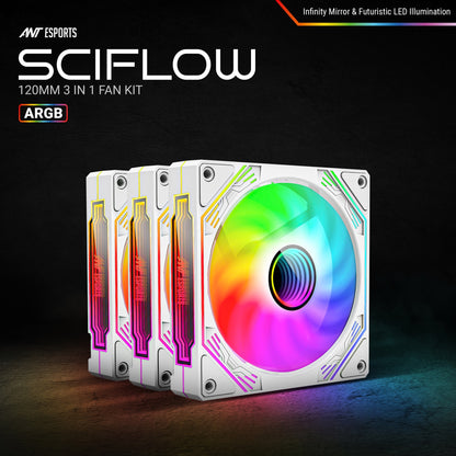 Ant Esports Sciflow 3x120mm ARGB White Case Fan Kit