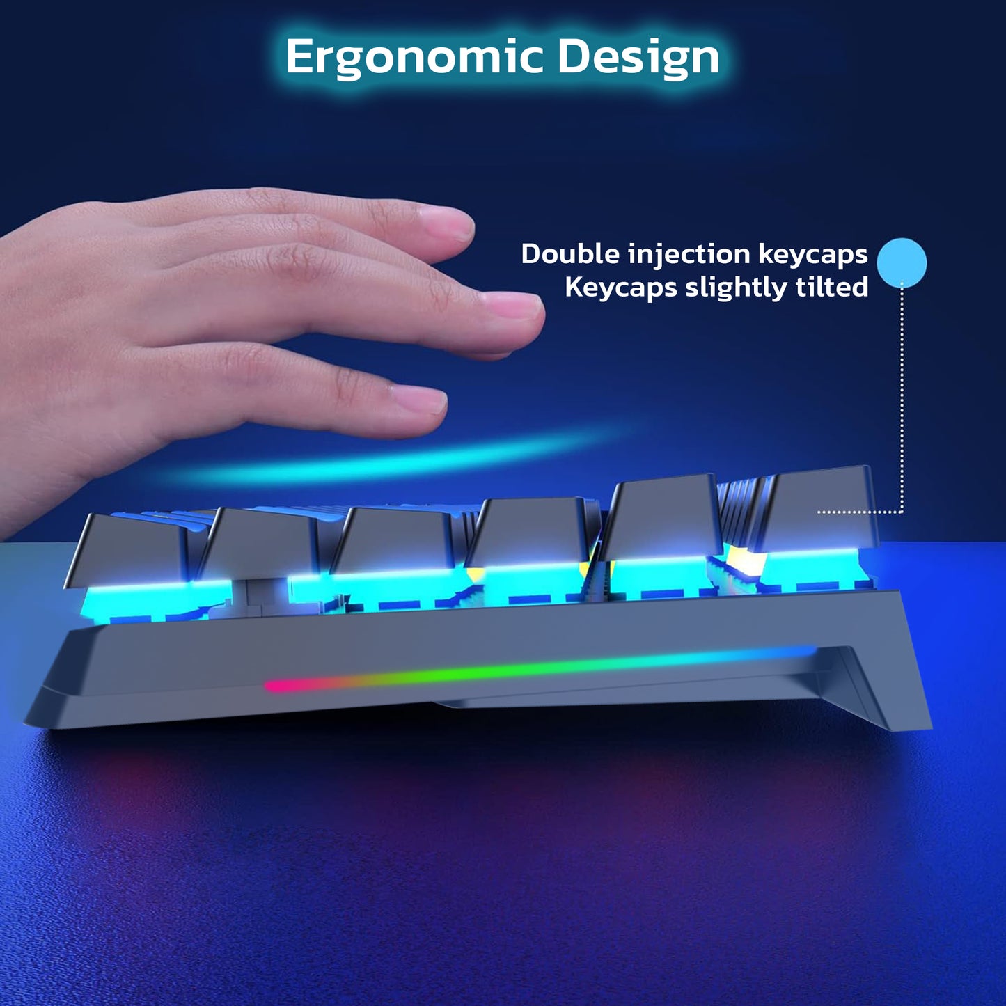 Ant Esports MK1850 Mechanical Blacklit Wired Gaming Keyboard black Hot-Swappable Per-Key RGB Blue Outemu Switches