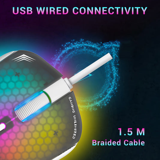 Ant Esports Virtus100 White Wired Gaming Mouse 12800 DPI