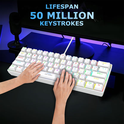 Ant Esports MK1300 V2 Mechnical Wired Gaming keyboard White Hot-Swappable Per-Key RGB Brown Outemu Switches
