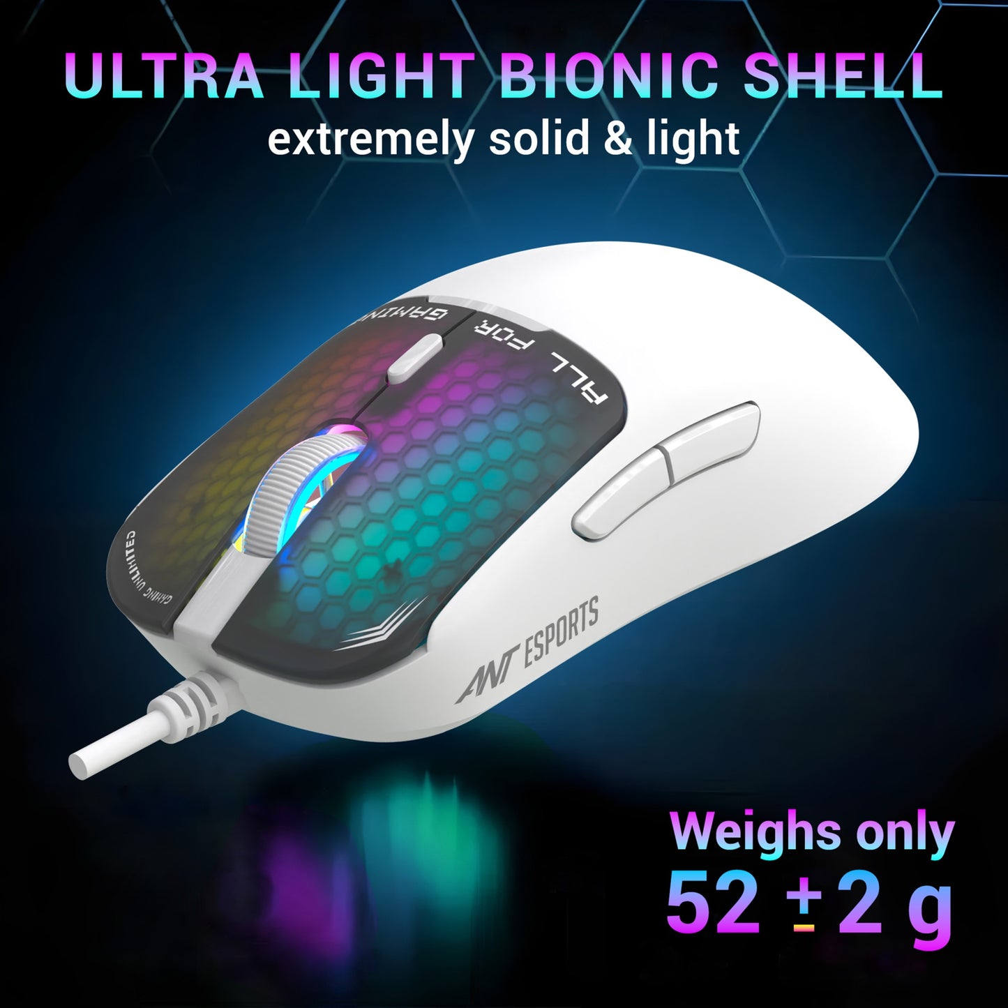 Ant Esports Virtus100 White Wired Gaming Mouse 12800 DPI