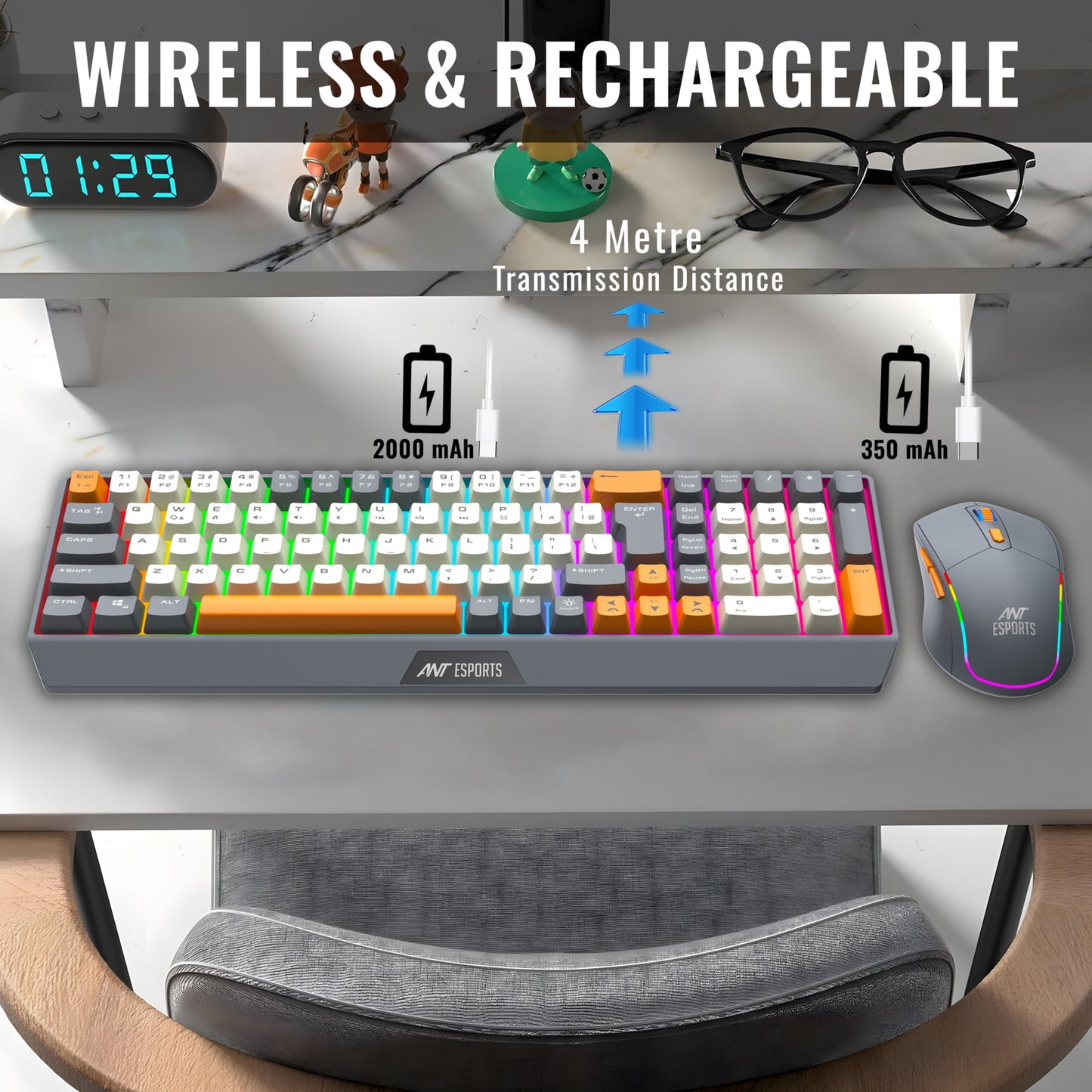 Ant Esports KM590 PRO Wireless Rainbow Gaming Combo