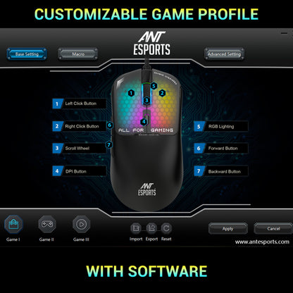 Ant Esports Virtus100 Wired Gaming Mouse 12800DPI