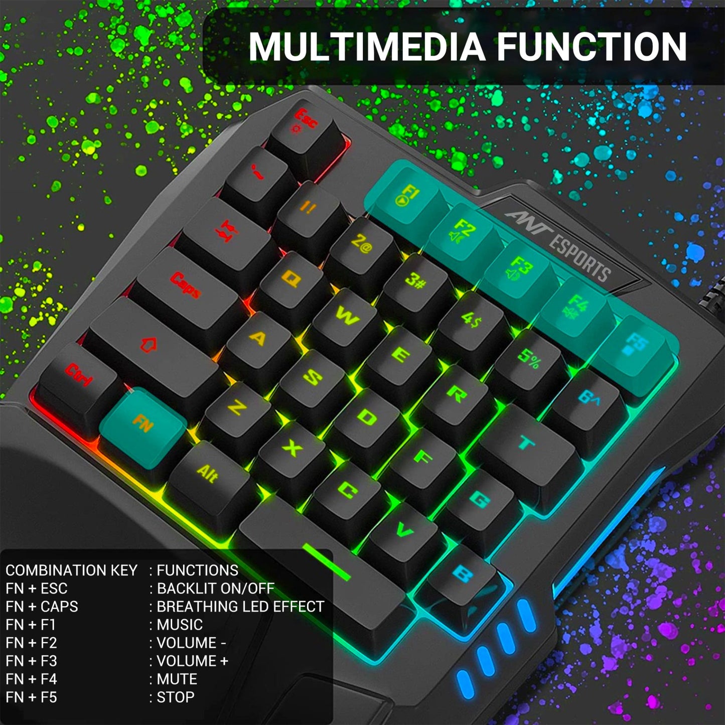 Ant Esports MK1001 One Handed RGB Gaming Keyboard