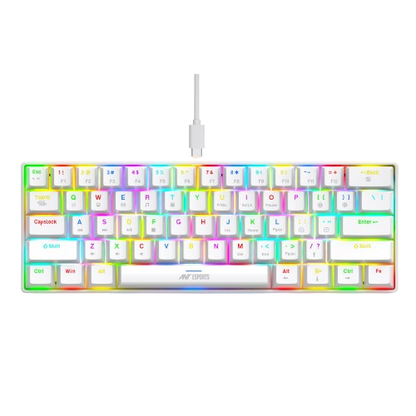 Ant Esports MK1300 V2 Mechnical Wired Gaming keyboard White Hot-Swappable Per-Key RGB Brown Outemu Switches
