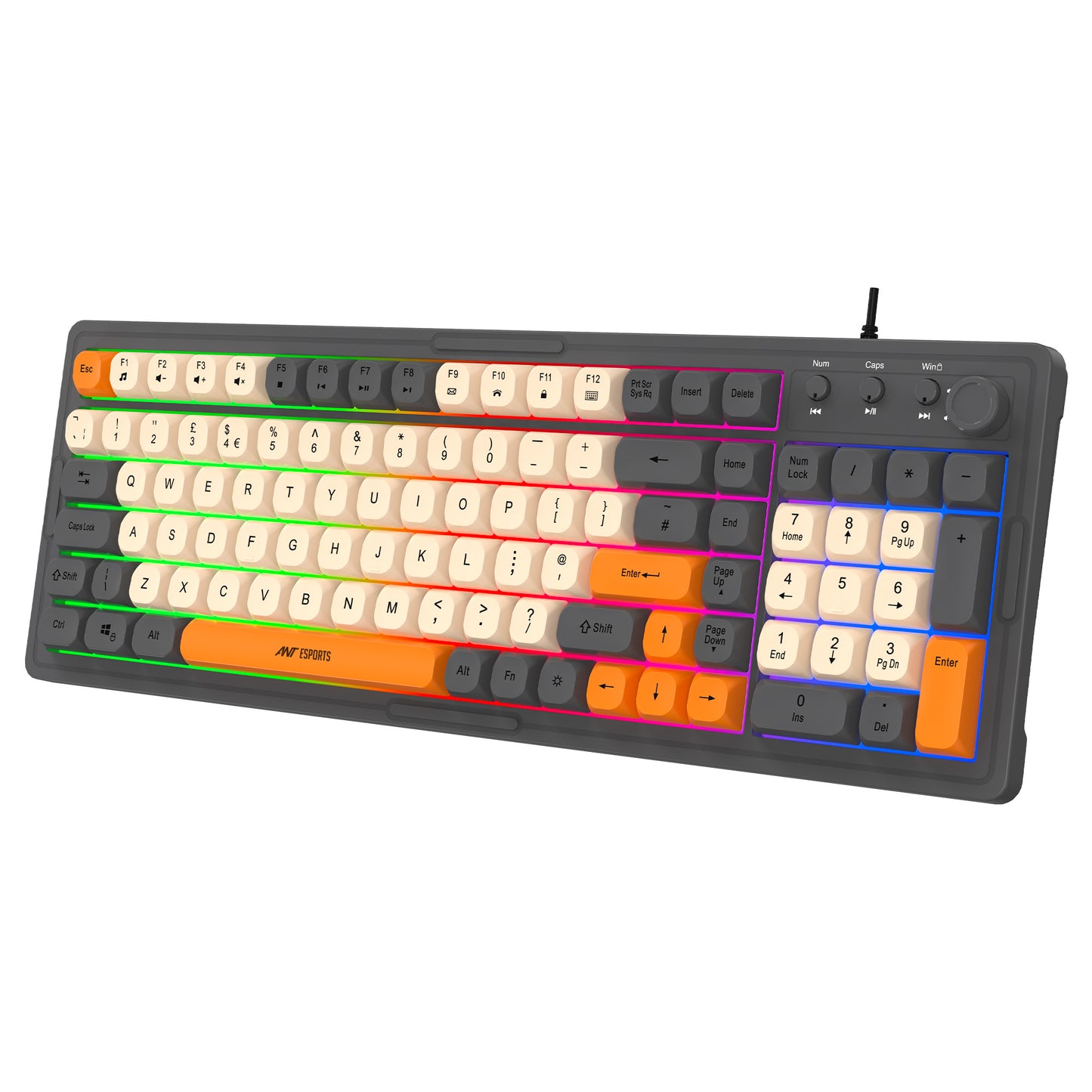Ant Esports MK800 Pro Membrane wired Gaming Keyboard (Grey, Beige, Orange)