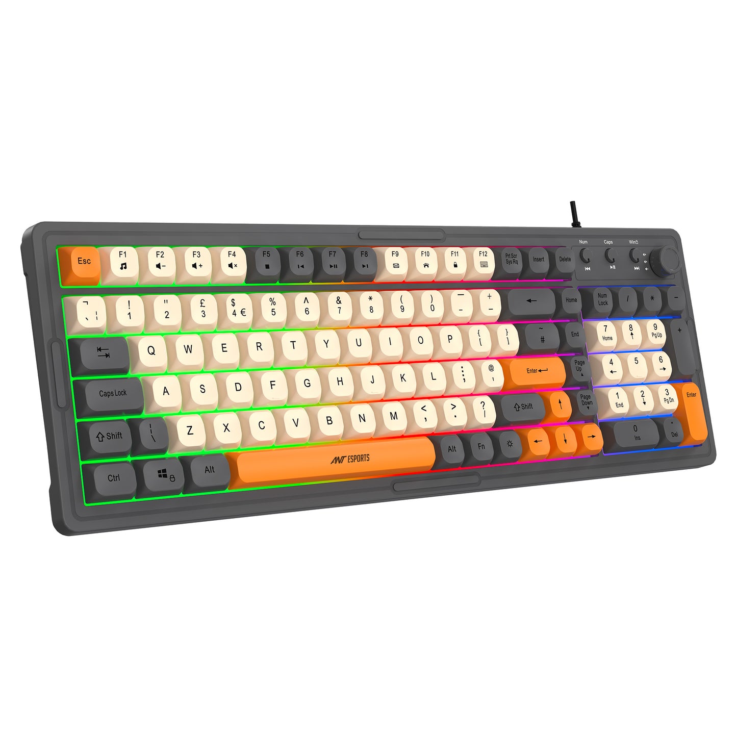 Ant Esports MK800 Pro Membrane wired Gaming Keyboard (Grey, Beige, Orange)