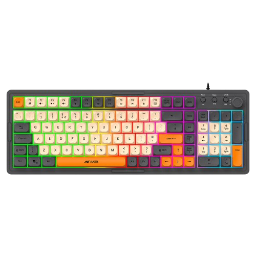 Ant Esports MK800 Pro Membrane wired Gaming Keyboard (Grey, Beige, Orange)