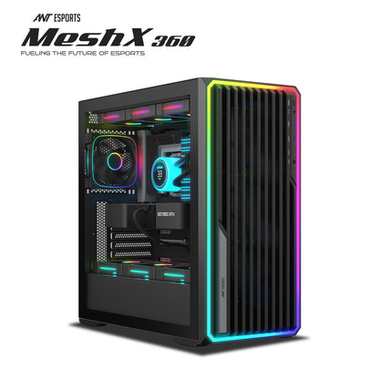Ant Esports MeshX360 Mid Tower (E-ATX/ATX/M-ATX/M-ITX) Black Cabinet 4x120mm Fans