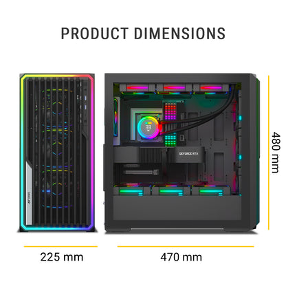 Ant Esports MeshX360 Mid Tower (E-ATX/ATX/M-ATX/M-ITX) Black Cabinet 4x120mm Fans