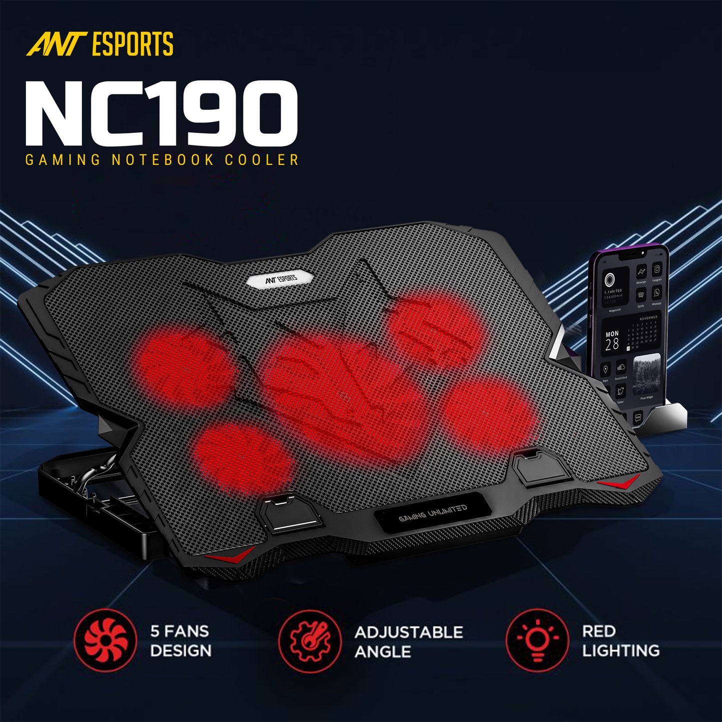 Ant Esports NC190 Gaming Notebook Cooler Black