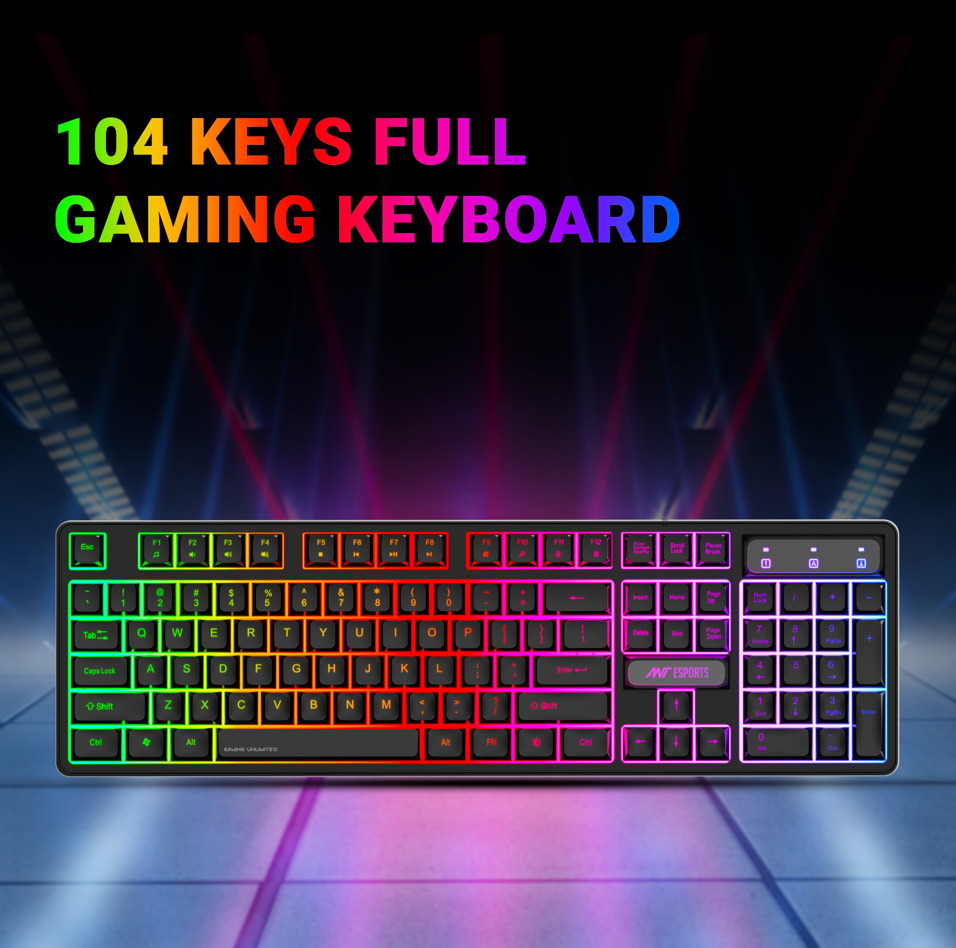 Ant Esports KM1650 Pro Membrane Keyboard wireless Combo black