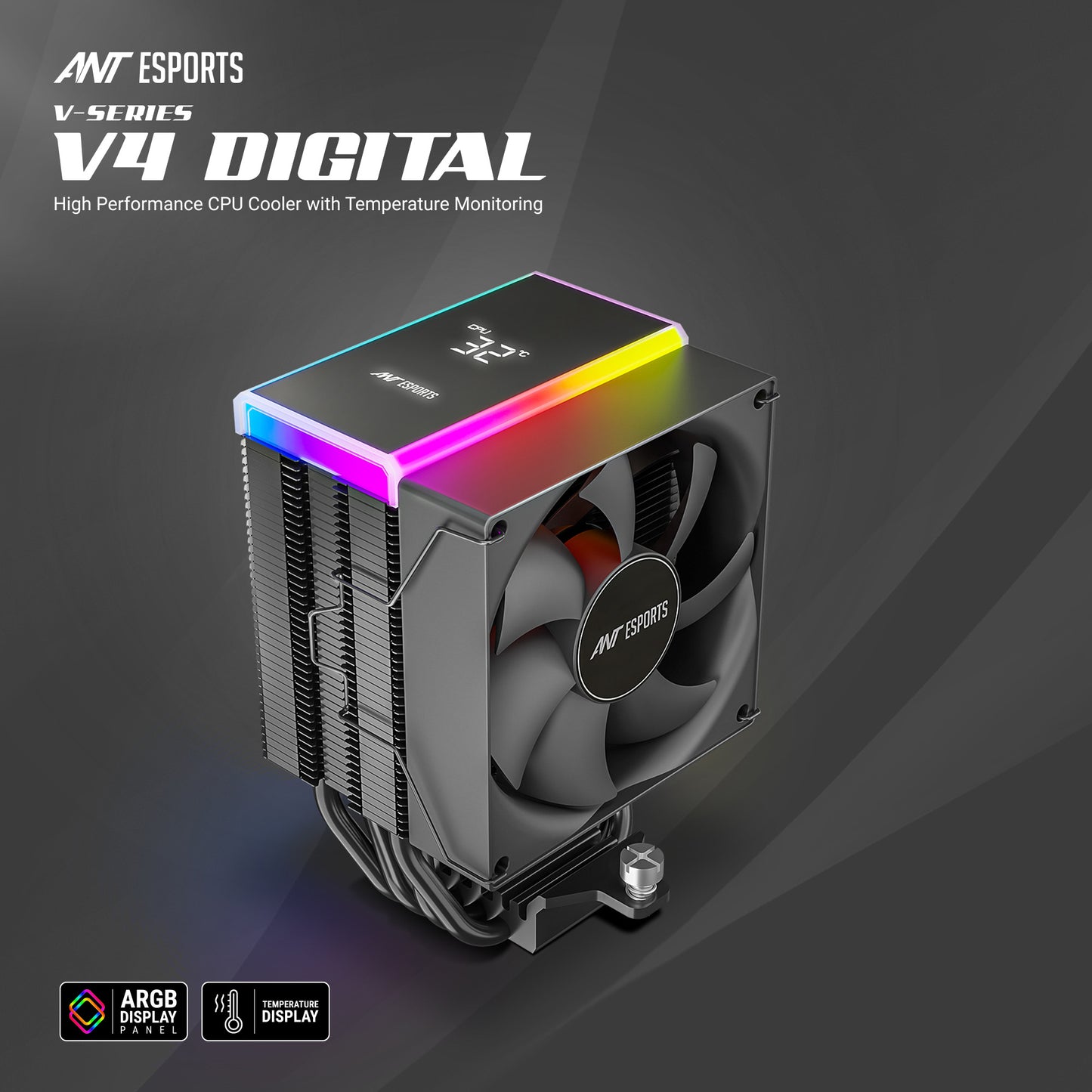 Ant Esports V4 Digital ARGB LGA1851/AM5 Black CPU Air Cooler