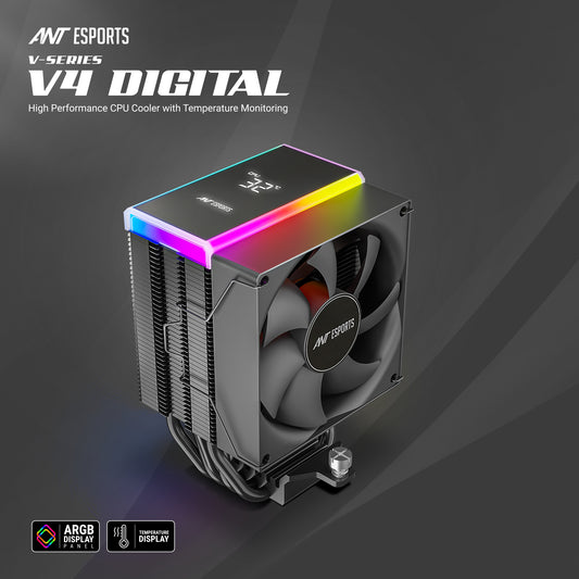 Ant Esports V4 Digital ARGB LGA1851/AM5 Black CPU Air Cooler