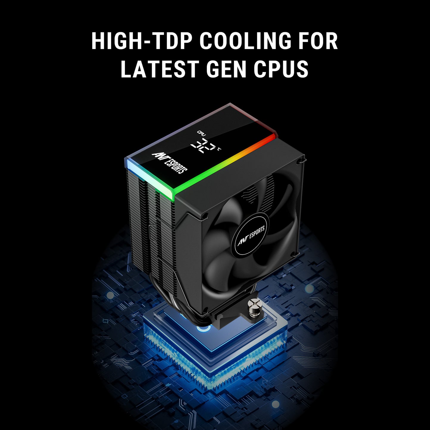 Ant Esports V4 Digital ARGB LGA1851/AM5 Black CPU Air Cooler