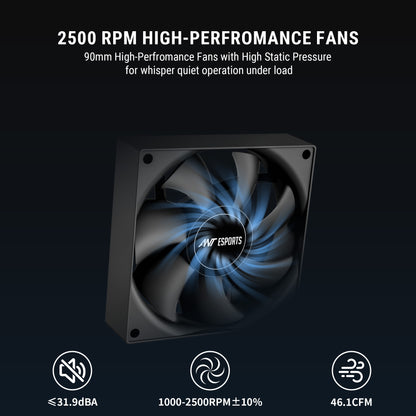 Ant Esports V4 Digital ARGB LGA1851/AM5 Black CPU Air Cooler