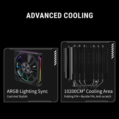 Ant Esports V8 Digital ARGB LGA1851/AM5 Black CPU Air Cooler
