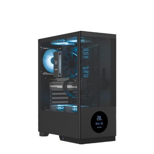 Ant Esports X2 LCD Mid Tower (ATX/M-ATX/M-ITX) Black Cabinet with 3x120mm Fans