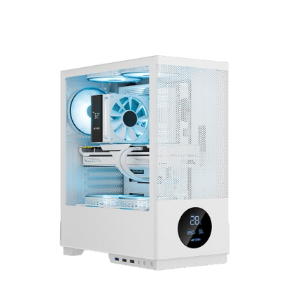Ant Esports X2 LCD Mid Tower (ATX/M-ATX/M-ITX) White Cabinet with 3x120mm Fans