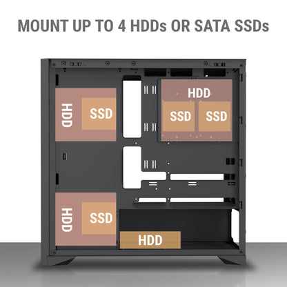 Ant Esports Zen Wood C3 Mid-Tower ATX, Micro-ATX, Mini-ITX Black Cabinet 4x120mm